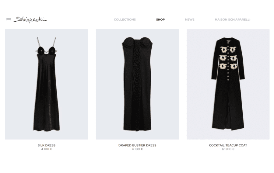 Середня вартість суконь від Schiaparelli