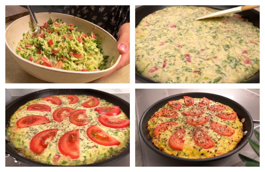 Кабачковий пиріг з помідорами