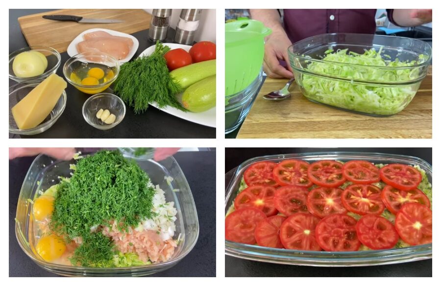 Кабачкова запіканка з курячим фаршем