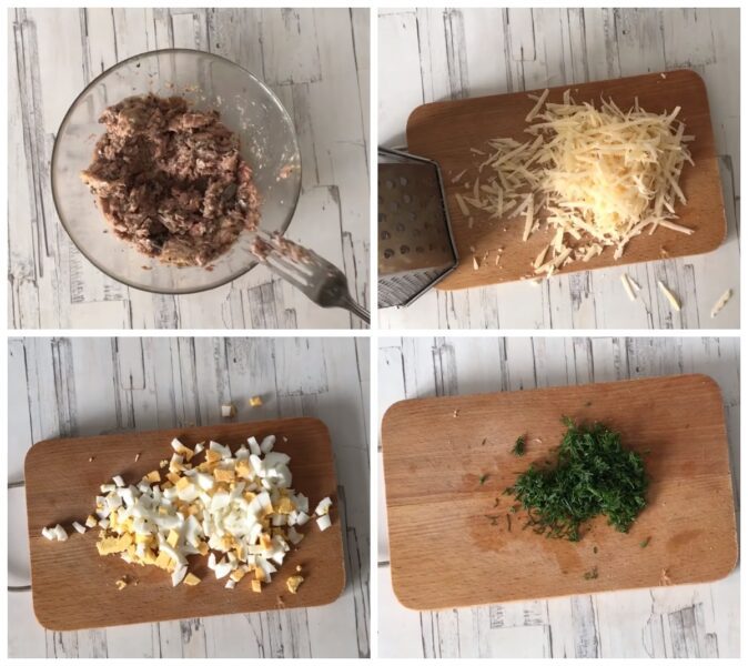 Заливний пиріг-трихвилинка з рибною начинкою і яйцем