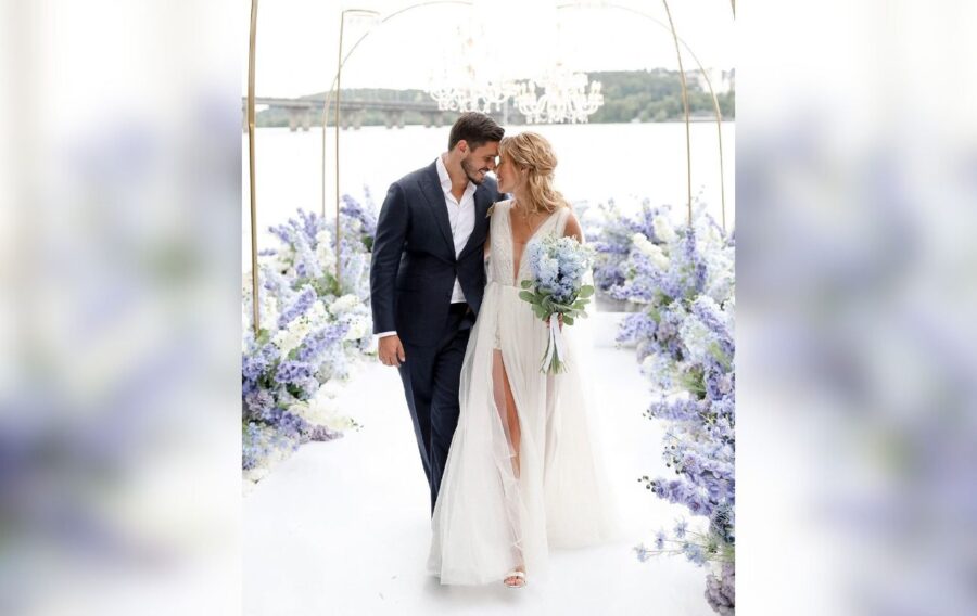 На весіллі з Нікітою Добриніним Даша Квіткова вбралась у вишукану та елегантну сукню