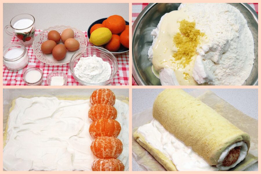 Оригінальний бісквітний рулет з мандаринами