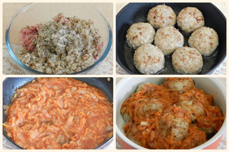 Тефтелі з гречкою та м'ясом в томатному соусі