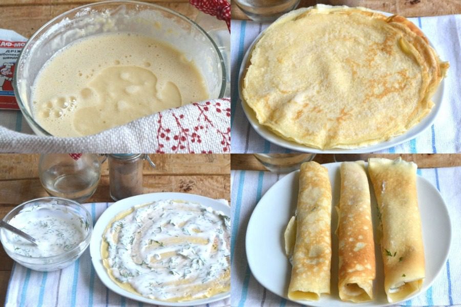 Ніжні млинці, курка та мариновані огірки