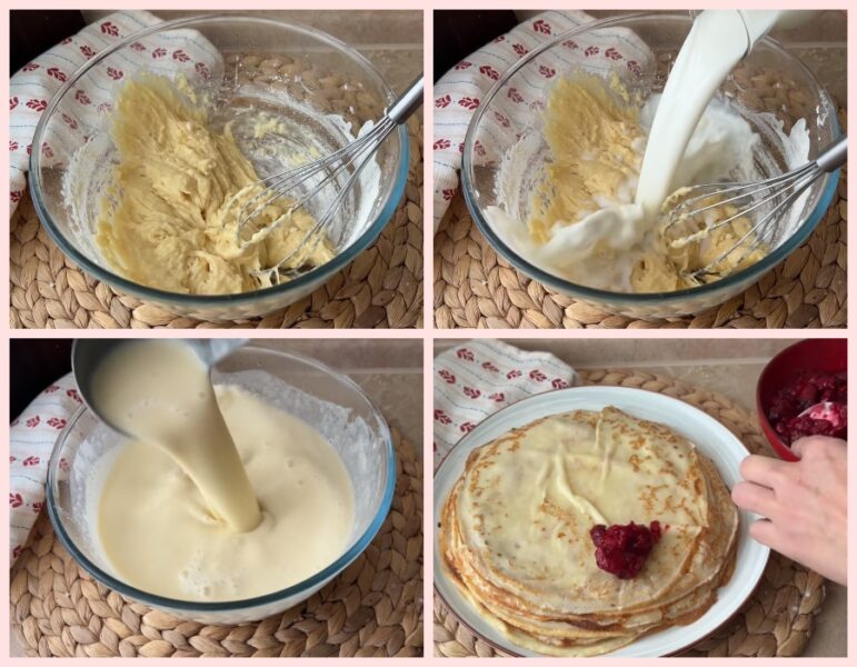 Тонкі українські млинці з вишневою начинкою