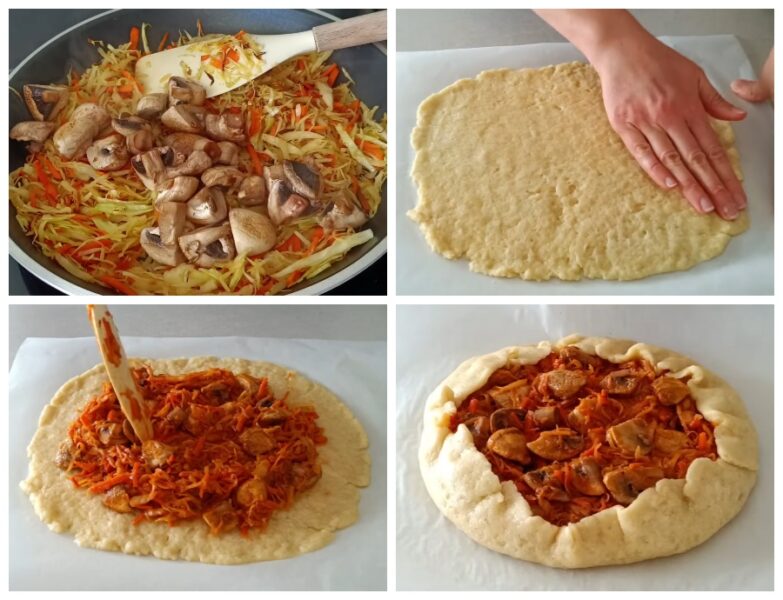 Рецепт пирога з капустою та грибами на окропі