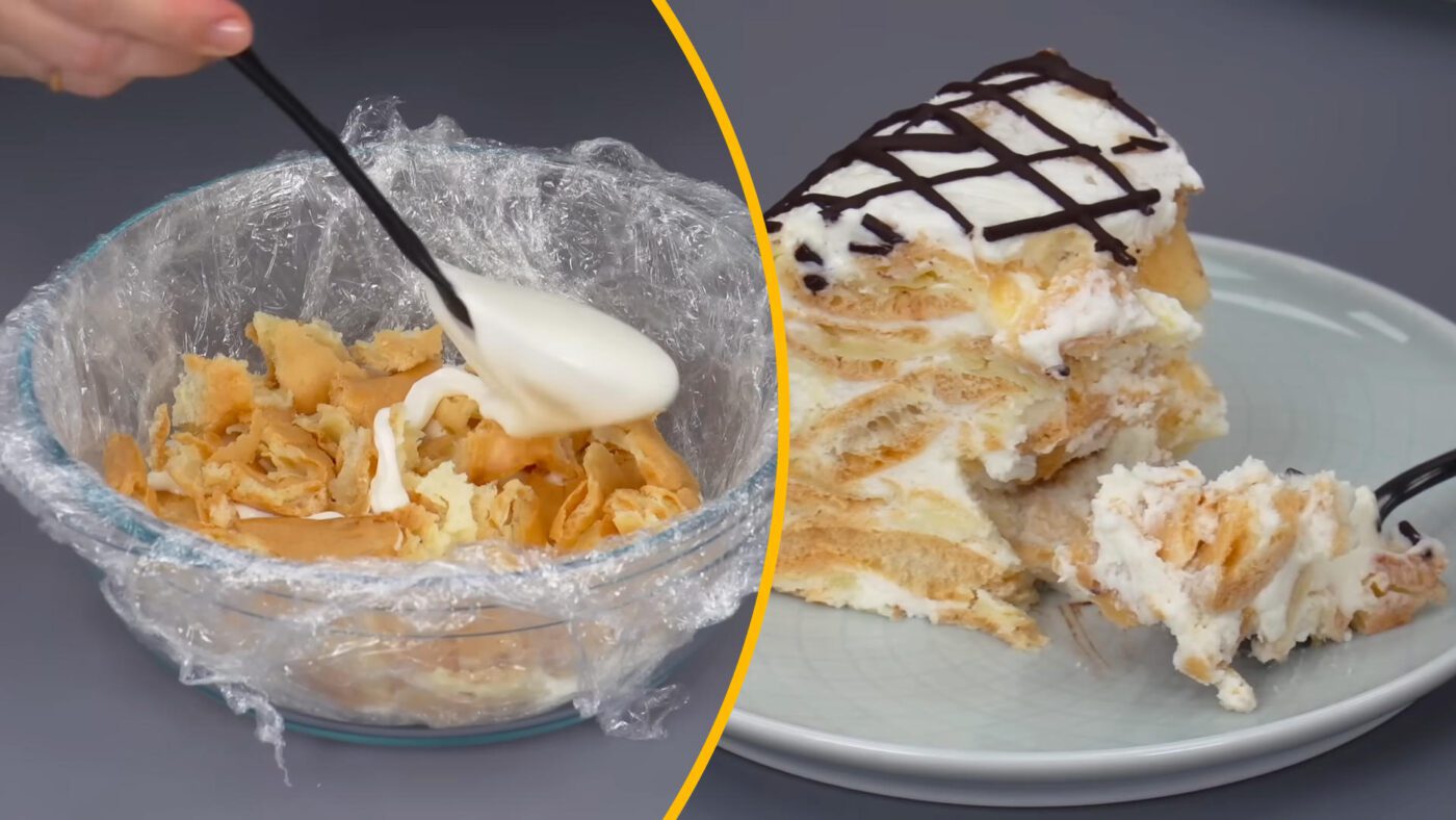 Торт можна покрити шоколадом повністю та посипати горішками або зробити лише сіточку