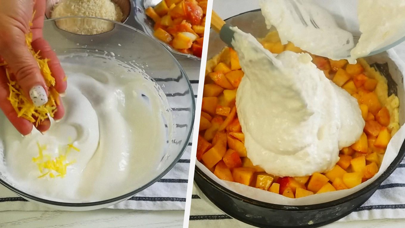 Замість персиків можна взяти абрикоси, а кокосову стружку можна замінити мигдалевою