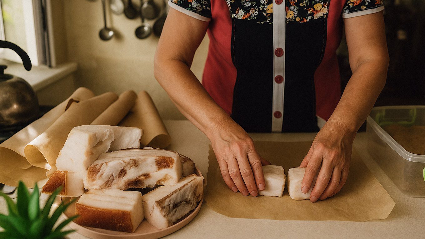 Господині показали, як правильно засолювати сало