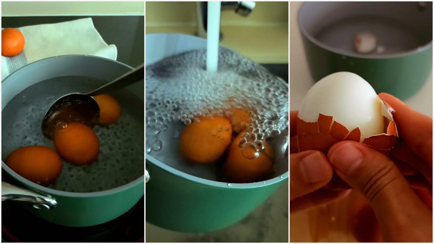 Обов'язково заливайте яйця крижаною водою, щоб плівка легше відходила від білка