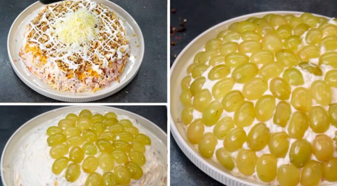 Тепер не Олів’є і не Шуба: на нашому новорічному столі 9 років поспіль зовсім інший салат із виноградом Новорічний салат із копченою куркою та виноградом