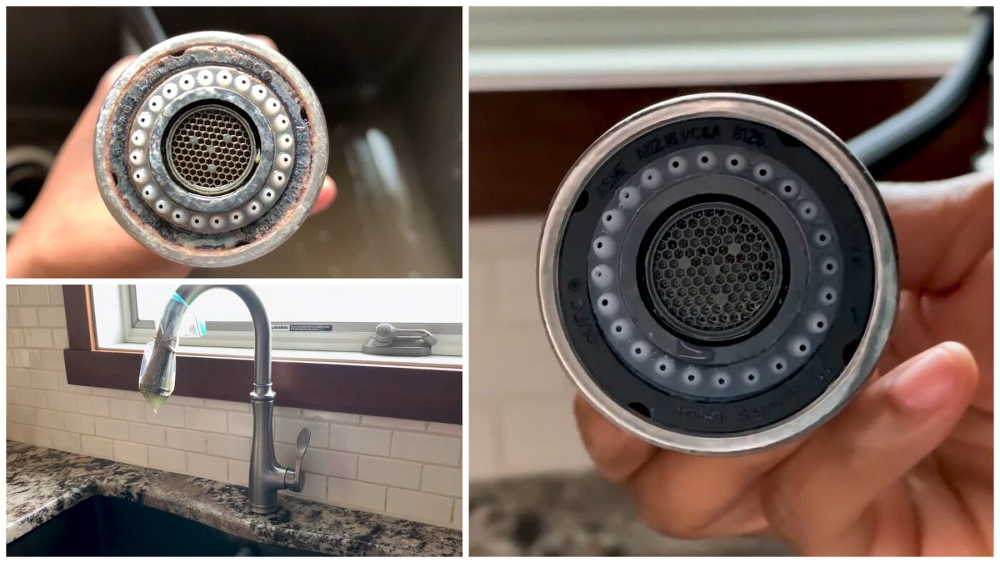 Відмивання змішувача та аератора від нальоту лимонним соком