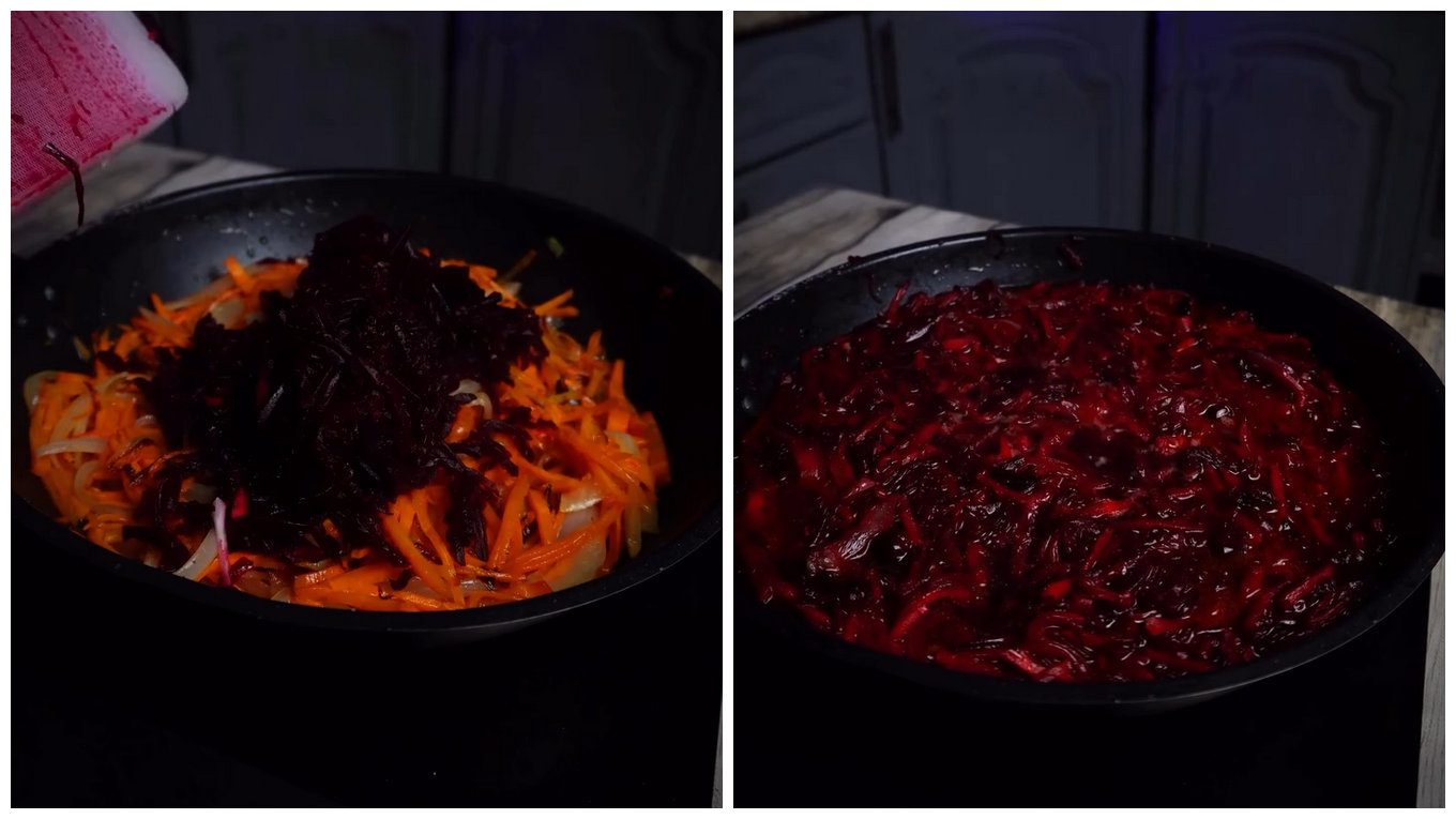 Рецепт червоного борщу з вишнею та запеченим буряком