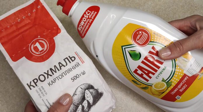 Суміш для прибирання вдома з крохмалю та засобу для миття посуду