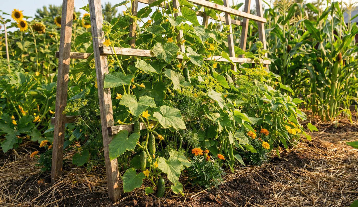 Найкращі рослини-сусіди для огіркових грядках