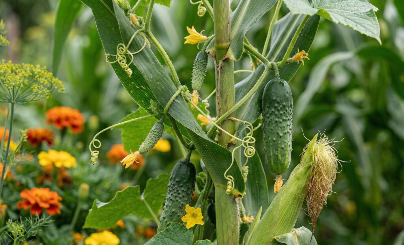 Переваги сусідства огірків з кукурудзою, кропом та чорнобривцями