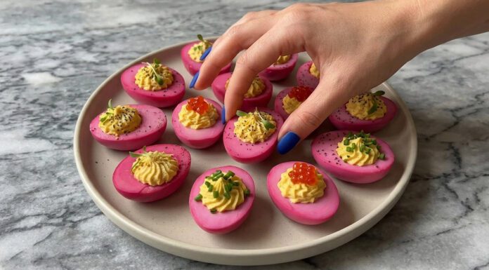 Пікантна закуска з буряка на Великдень “Рожева крашанка”: цей рецепт вартий уваги на всі 100 Рецепт бурякових фаршированих яєць з хроном до Великодня