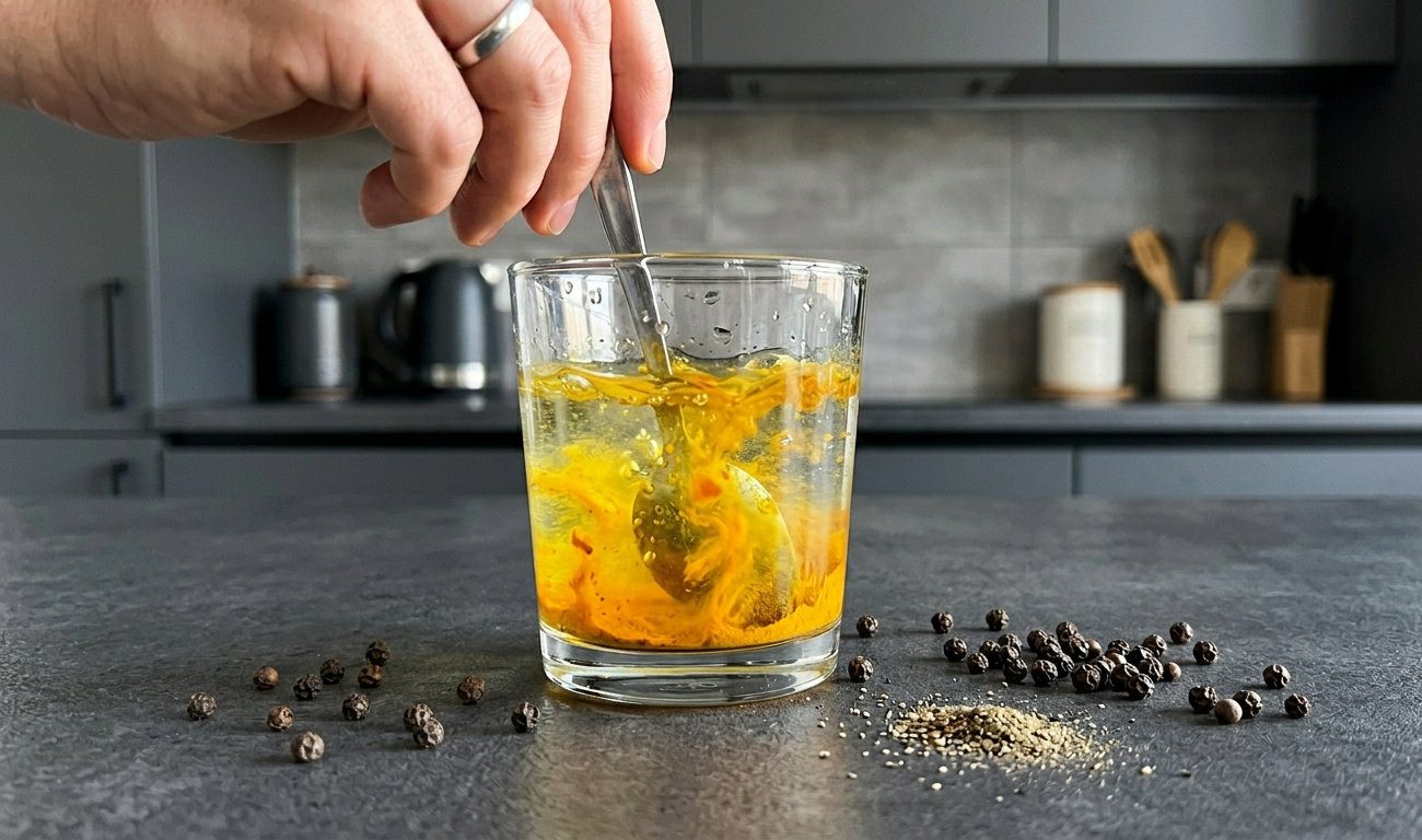 Корисний чай для печінки та суглобів з куркумою та чорним перцем