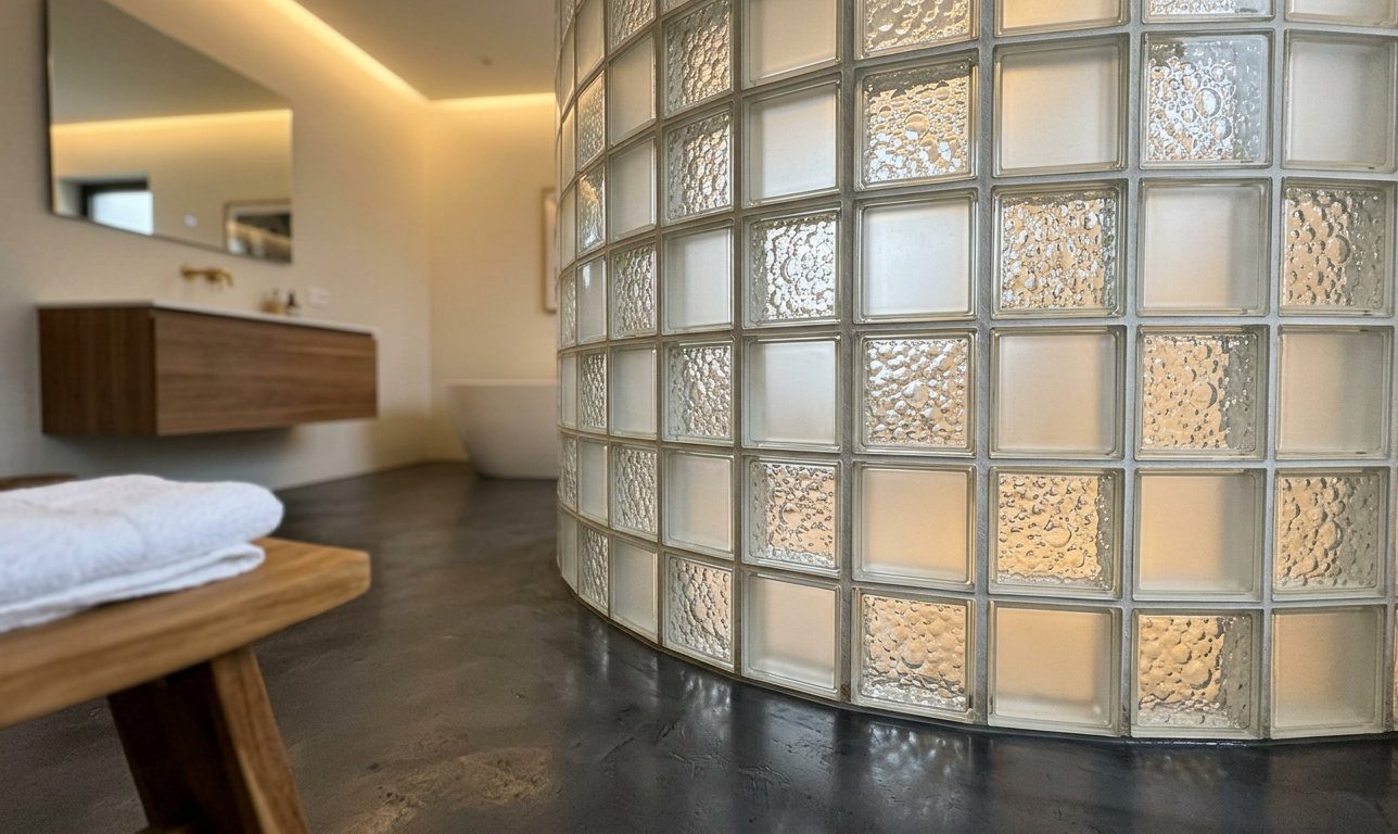 Зі скляних блоків зручно робити стіни різної форми