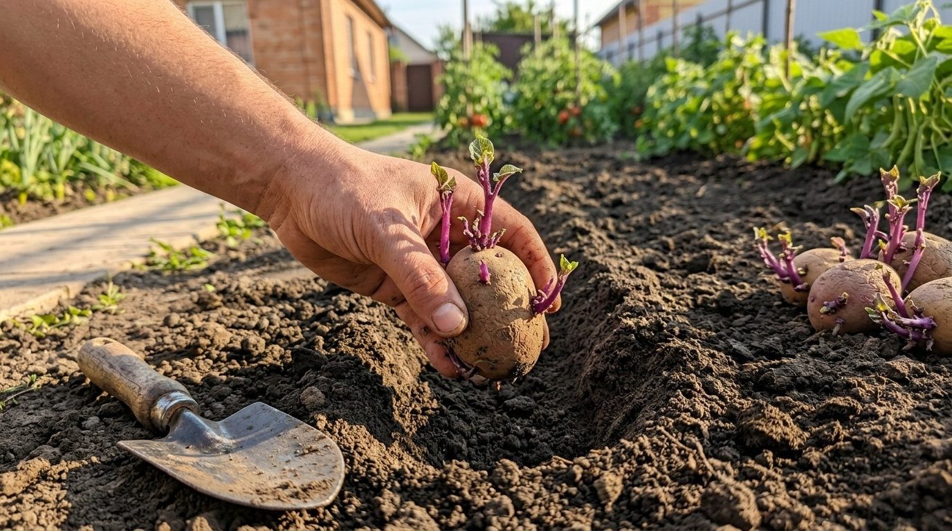 Перед висаджуванням картоплі її треба проростити протягом 2-3 тижнів у теплому світлому місці