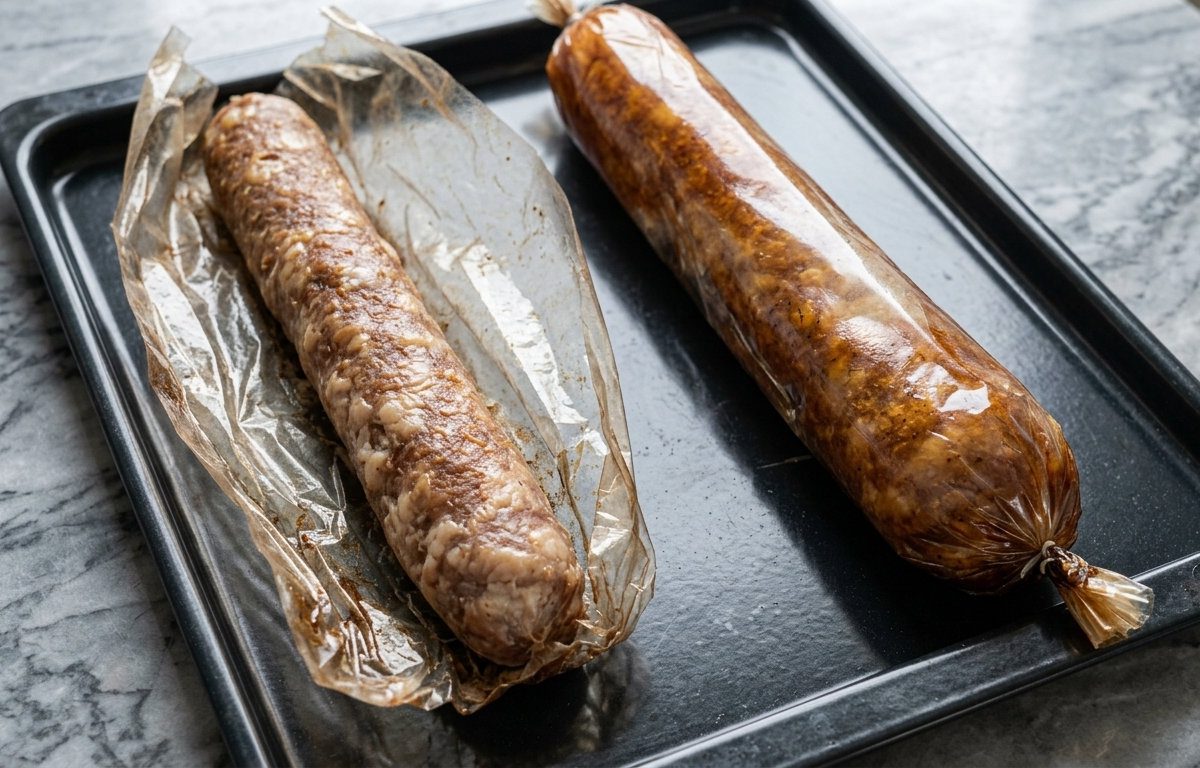 За бажанням у ковбасу можна брати інше м'ясо, підмішувати шматочки бекону чи сиру