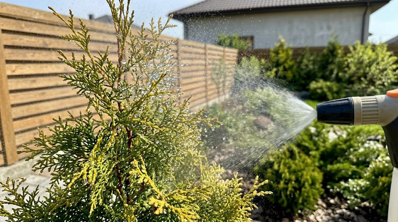 Обприскувати бажано у безвітряну погоду та поки ще або вже немає сильного сонця