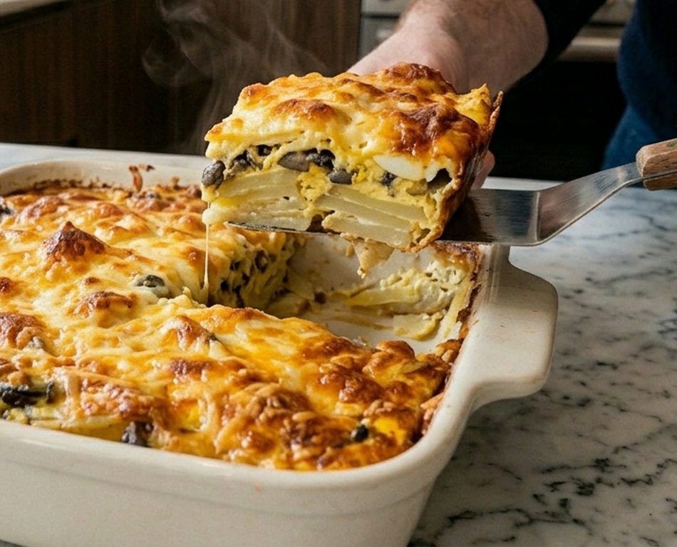 Ця запіканка особливо класна, якщо у вас не лише яйця, а ще й відварена напередодні картопля лишилася