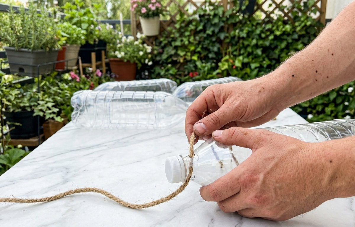 Беріть міцну мотузку, щоб вона витримала вагу всіх пляшок