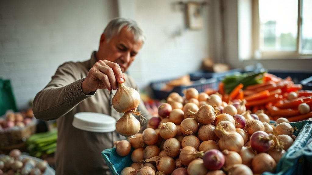 Перевірка цибулі на якість перед зберіганням