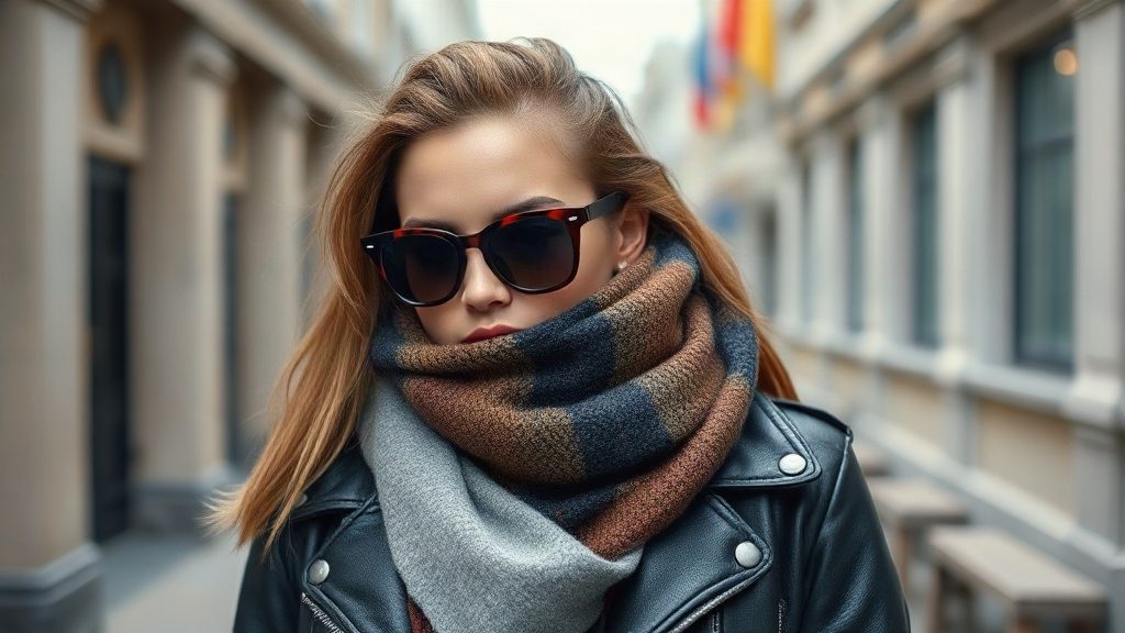 Модний образ із хусткою та окулярами