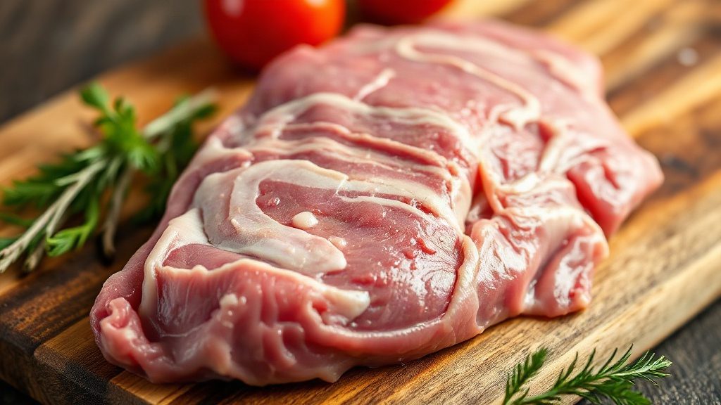 Сира свинина на кухонній дошці