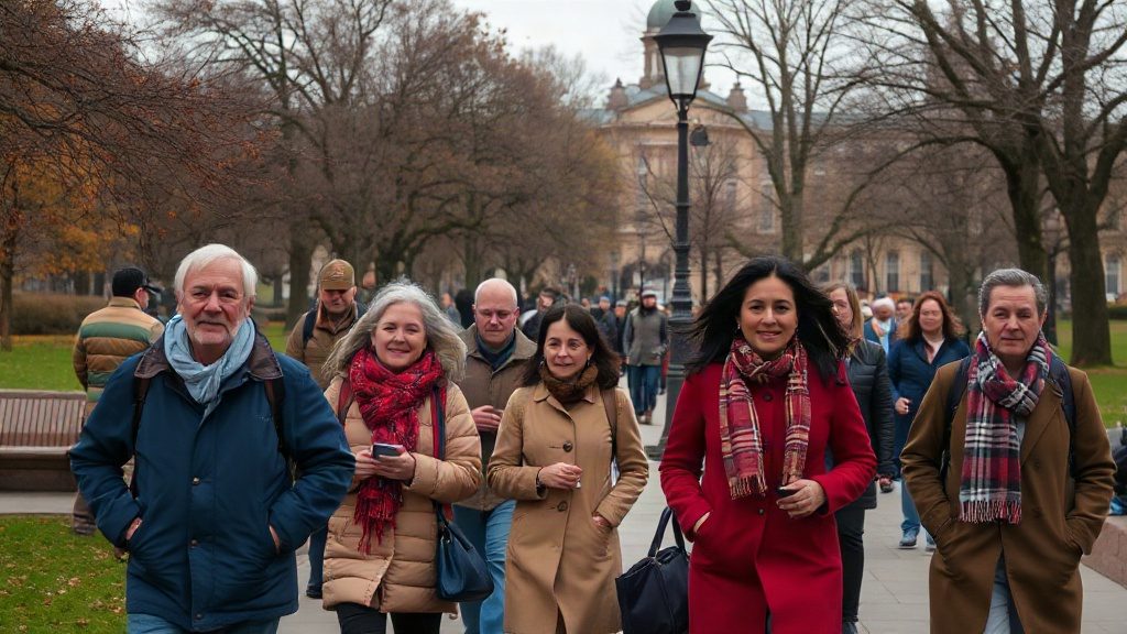 Люди в теплому одязі на вулиці