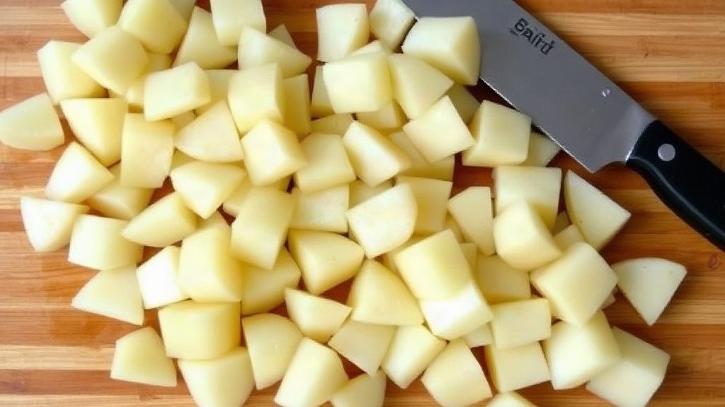 Нарізана кубиками картопля для салату