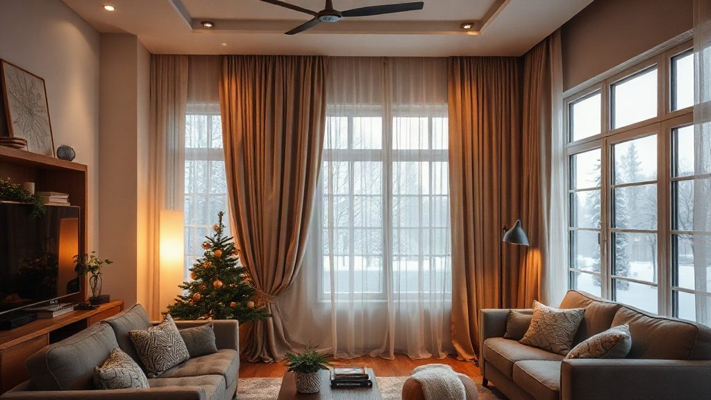 Затишна вітальня з щільними шторами для збереження тепла