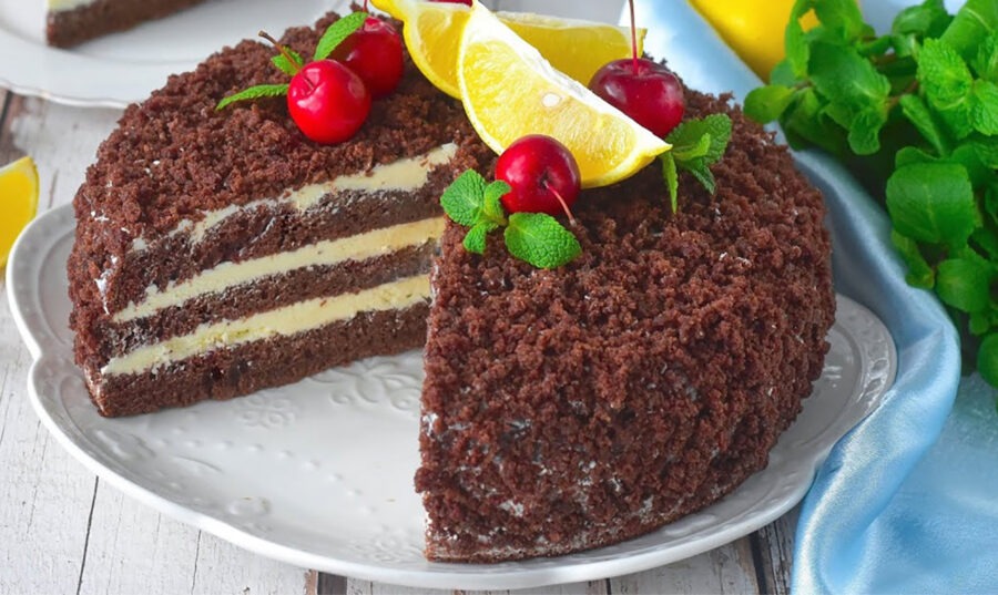Шоколадний торт на кефірі зі згущівкою