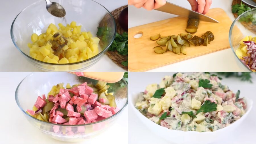 Німецький картопляний салат з маринованими огірками 