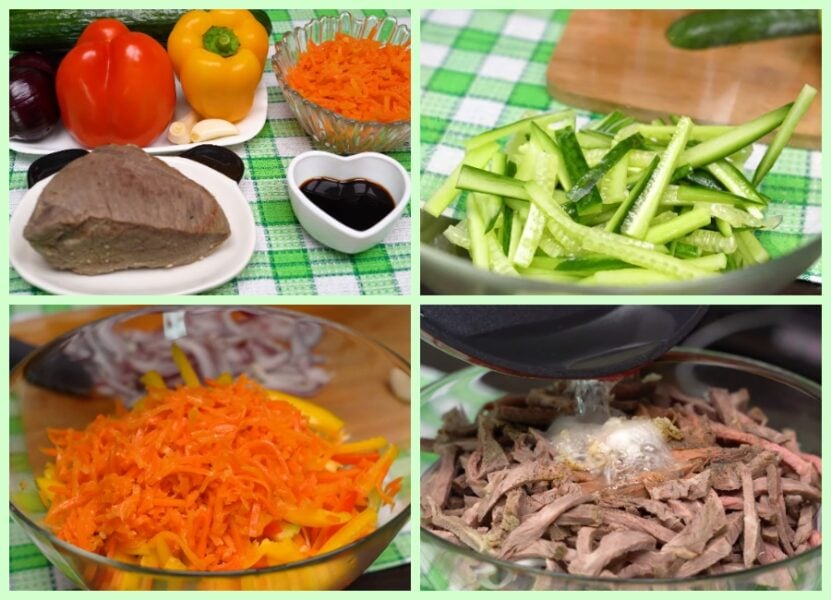 Поживний салат Східний з відвареним м'ясом та овочам