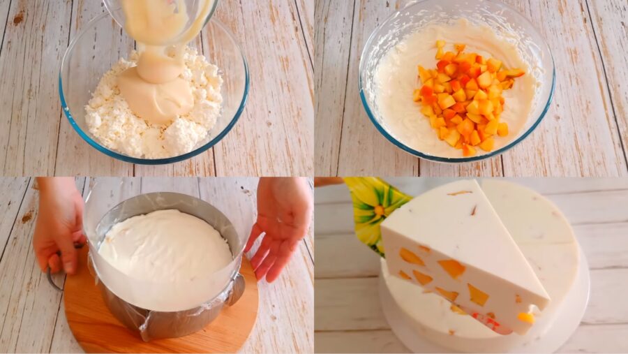 Рецепт торта з консервованими персиками без випічки 