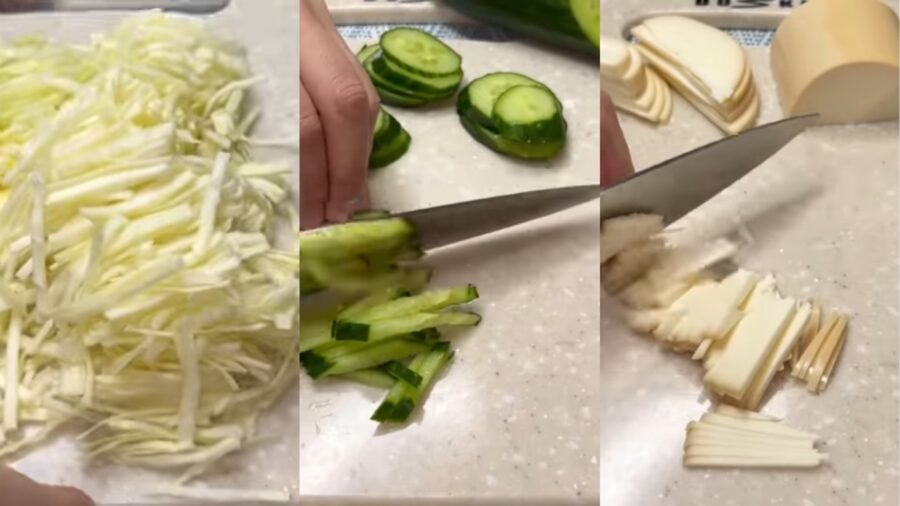 Як приготувати салат з копченим сиром та свіжою капустою 