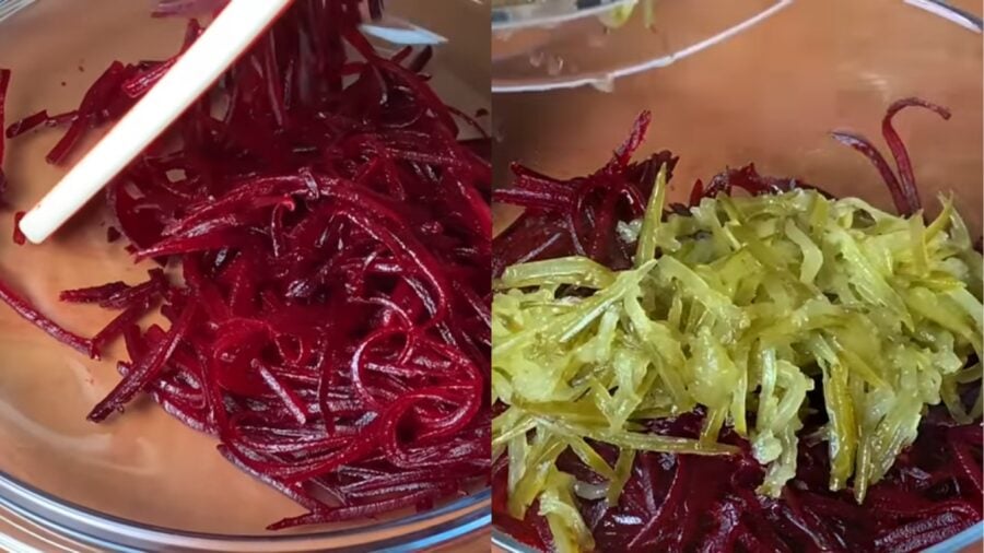 Як приготувати буряковий салат з маринованими огірками 