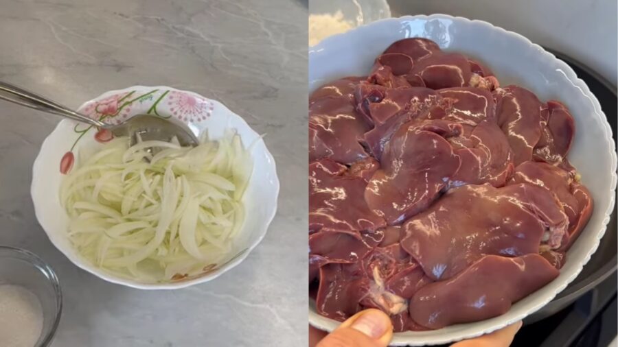 Як приготувати смачний салат з курячою печінкою та маринованою цибулею