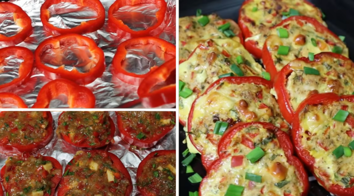 Фаршировані курячим фаршем кружальця перців