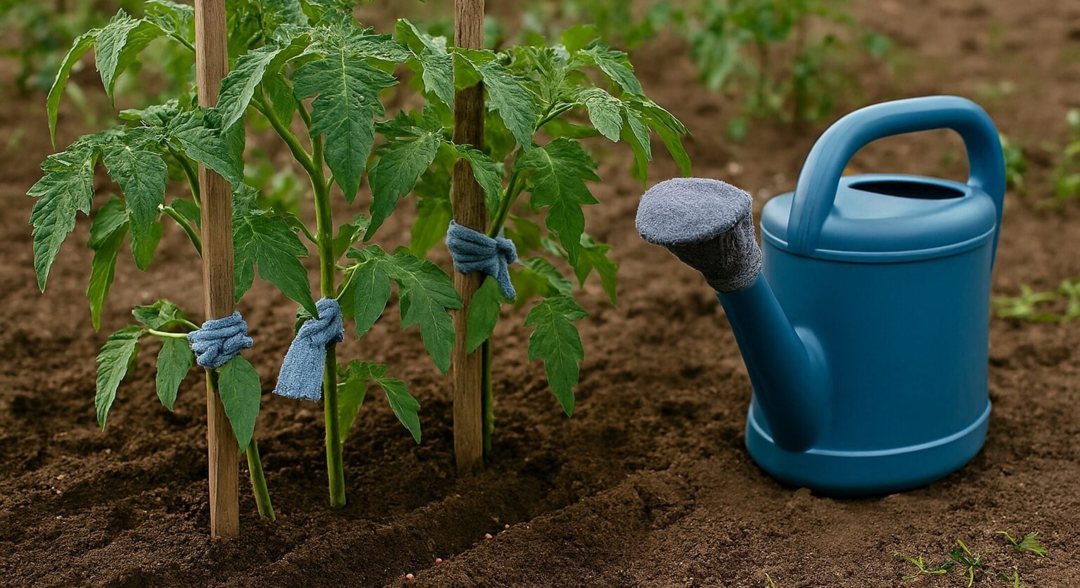 Нарізала 1 діряву шкарпетку на смужки: вистачило, аби підв’язати усі кущики помідорів – 5 лайфхаків 