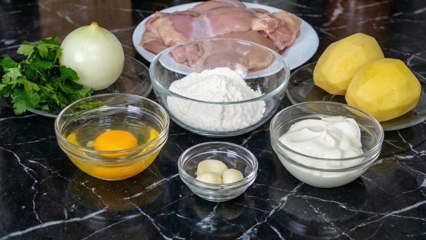 Соковиті котлети з курячими стегнами на картоплею