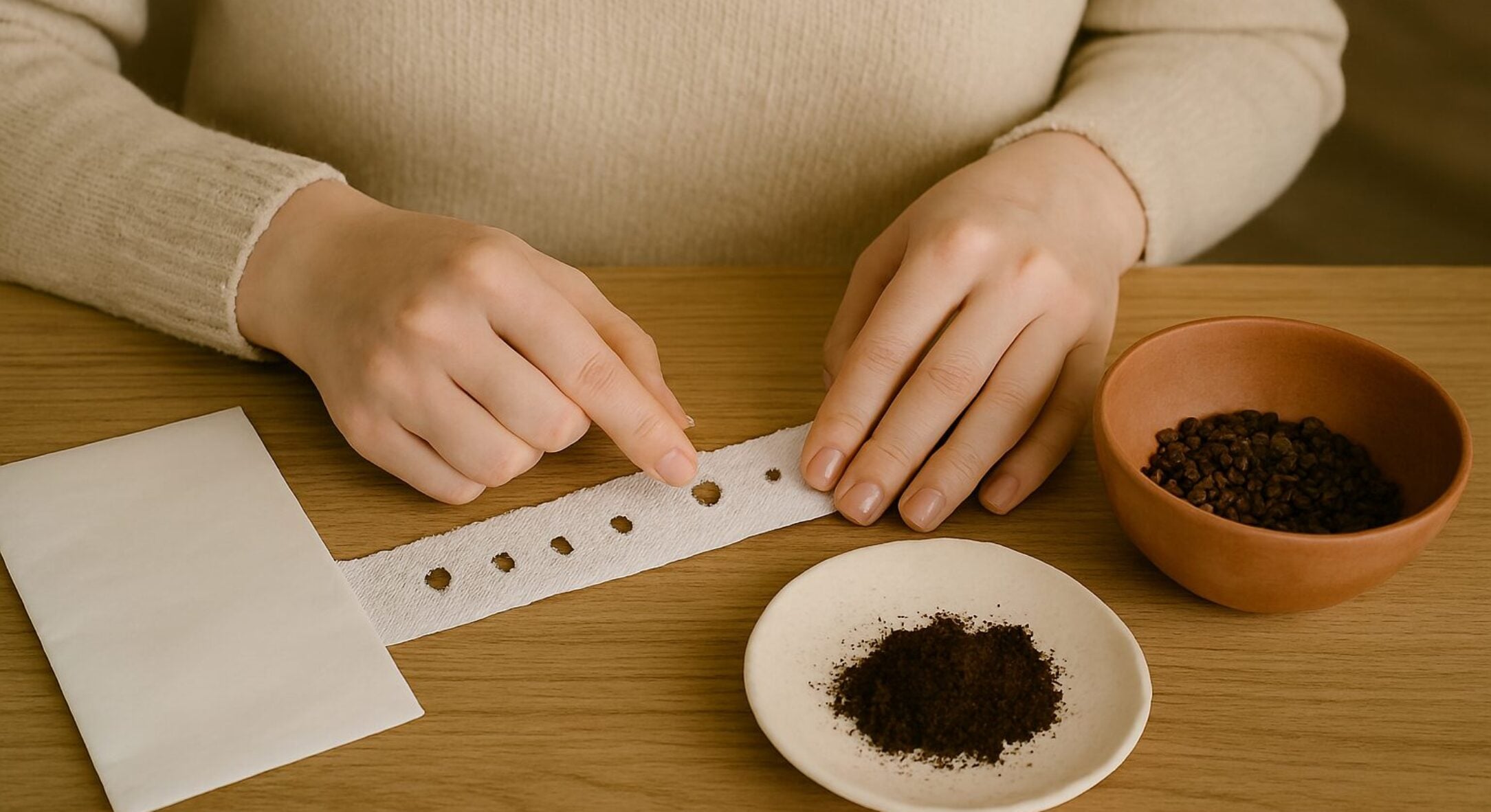 Беру 1 рулон і викладаю насіння: можна висаджувати відразу або трішки притримати 